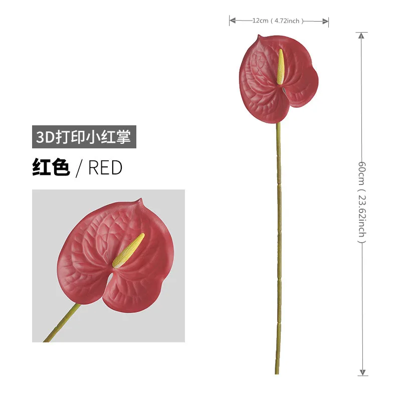 Flor de imitación para decoración del hogar, Planta Artificial, película de impresión 3D, palma roja, decoración de boda: Color zafiro profundo