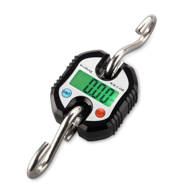 Báscula de gancho WeiHeng Digital de acero inoxidable, electrónica, resistente, de 150kg, 50g, báscula colgante, báscula de bucle LCD para peso: Black