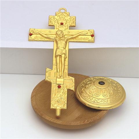 Vintage Russische Orthodoxe Kerk Icoon Cross Home Kerk Auto-interieur Prachtige Ornamenten Decoratie Ornamenten Religieuze: Goud