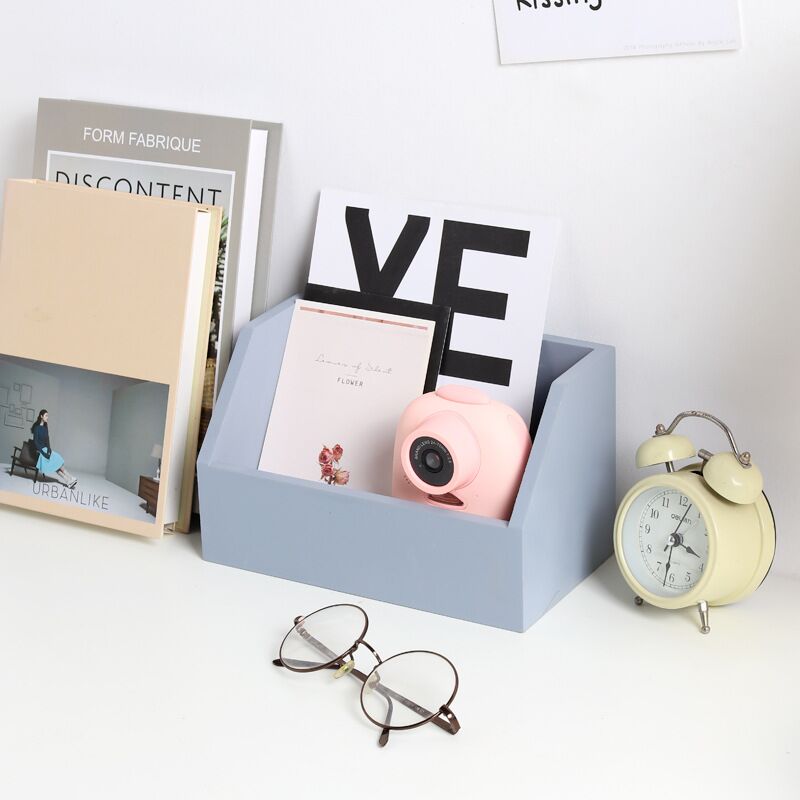 MINKYS Cute Cat Large Capacity Wood Desktop Organizer Pen Holder Desk Storage Box School Office Stationery