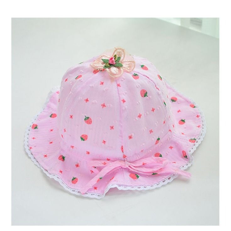 Sombrero bonito para bebé, niña, niño, sombrero para el sol, maceta de fresa, sombrero de princesa, sombrero de pescador para primavera y verano: 5