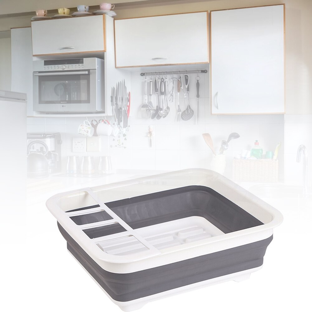 Collapsible Dish Drainer Folding Drain Bowl Rack Dish Rack Cutlery Storage Box Collapsible Dish Drainer Cutlery Stand Cup Holder
