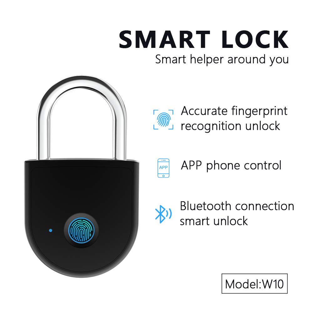 Portable bluetooth Lock Smart Padlock Keyless Fingerprint Lock Anti-Theft Security Door Padlocks for Bag Drawer Suitcase