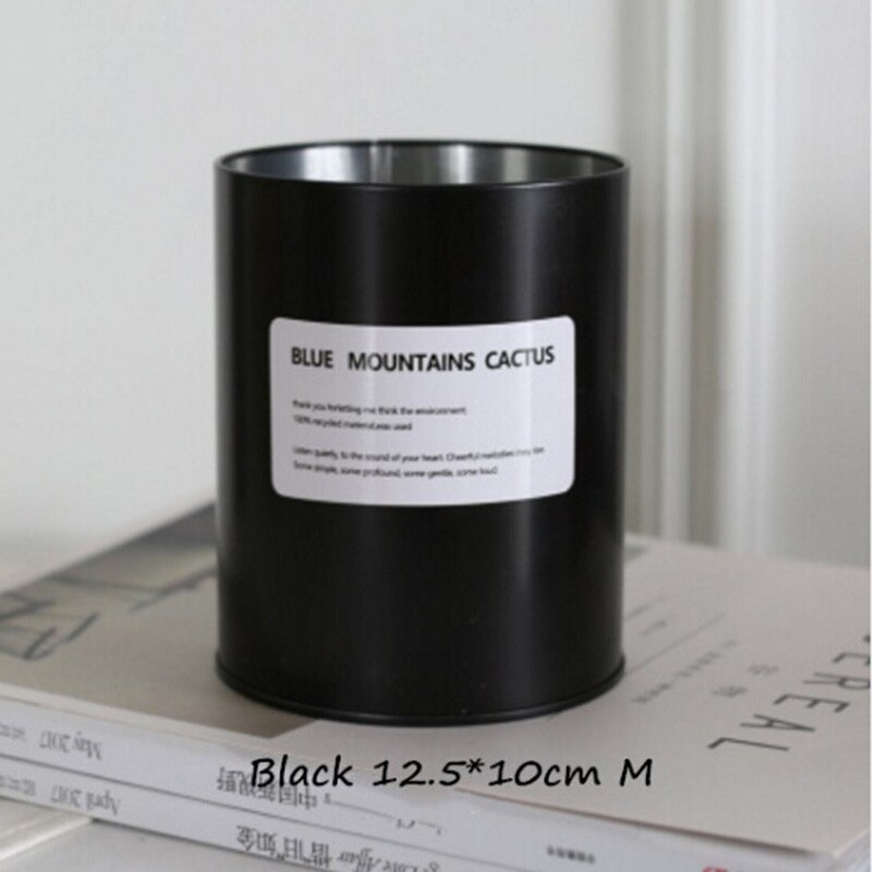 Maceta de Metal para jardín, maceta de hierro suculenta, contenedor de almacenamiento, maceta decorativa para jardín, flor Artificial, oro rosa, plata, negro, 27: Carbon Black 12.5CM