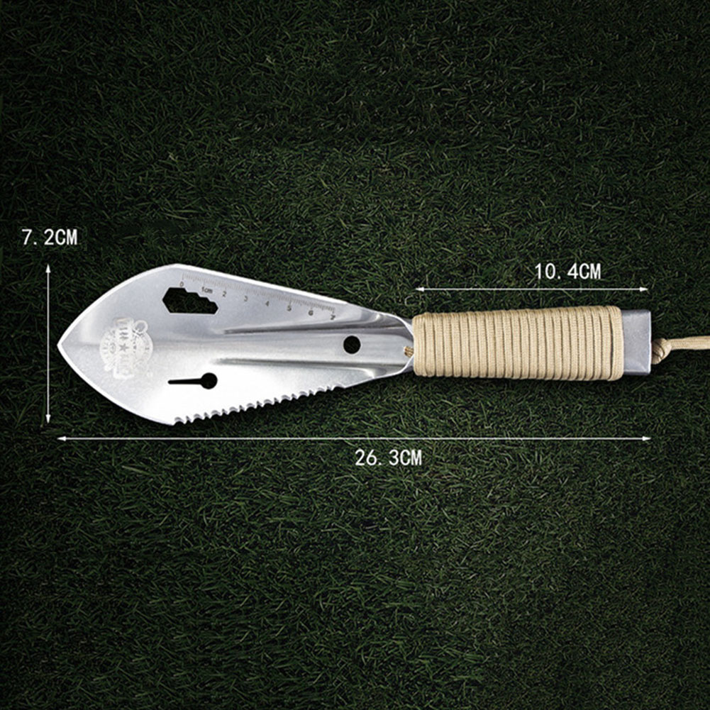 Multipurpose Portable Mini Shovel Stainless Steel Garden Shovel With Scale Excavation Weeding Soil Garden Tools: Silver