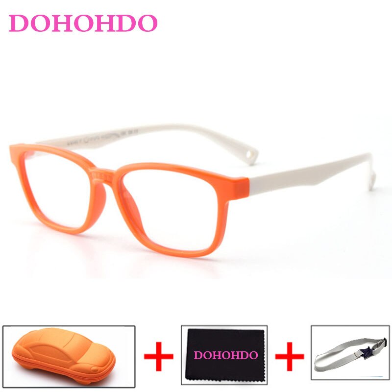 DOHOHDO 2022 Flexible Kids Eyeglasses Frame Glasses For Child Boys Girls Degree Myopia Optical Frames With Lanyard Square