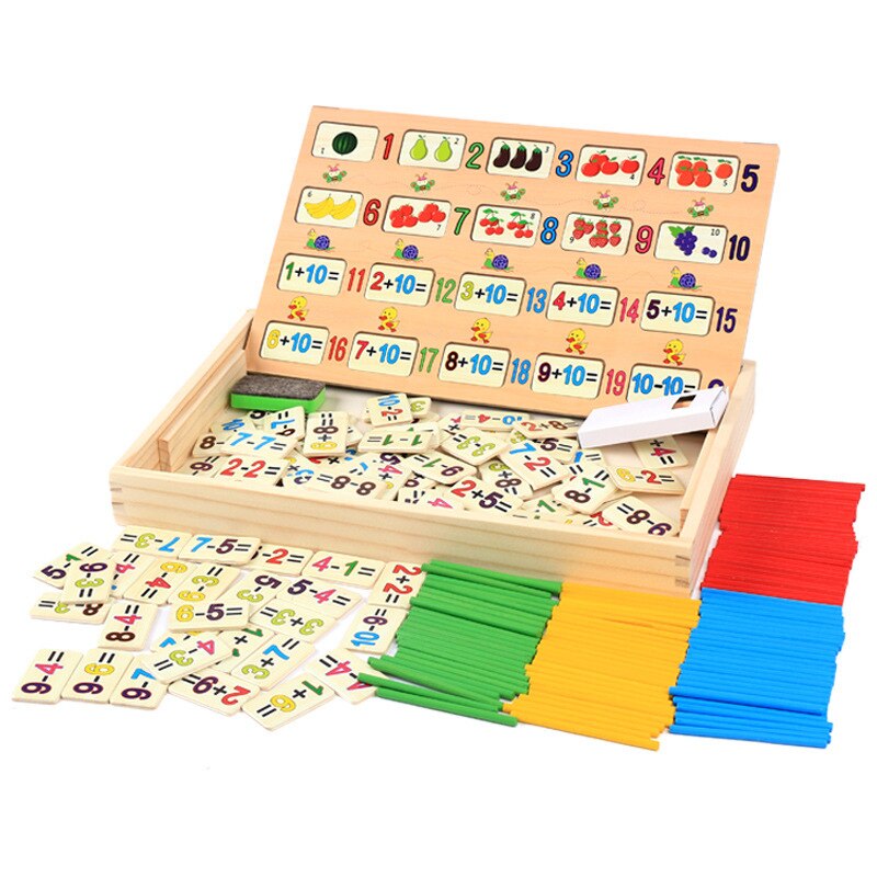 Wooden Children Early Childhood Mathematics Computing Beginner Teaching Aids 120 Questions Preschool Addition and Subtraction Co