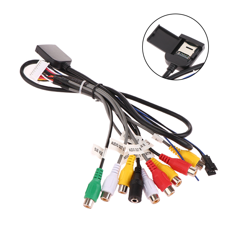 Car Stereo Radio Cable 20 Pin Plug RCA Output AUX Wire Harness Wiring Connector With Fan Header For ZHANGXUN Android Navigation: GRAY