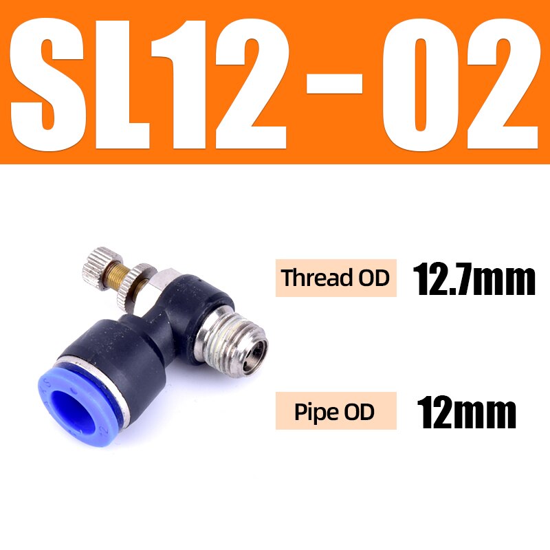 Sl 4 6 8 10 12mm hurtigkobling pneumatisk kobling  m5 " 1/8 " 1/4 " 3/8 " 1/2 lufthastighetsreguleringsventil strupeventil: Sl12-02