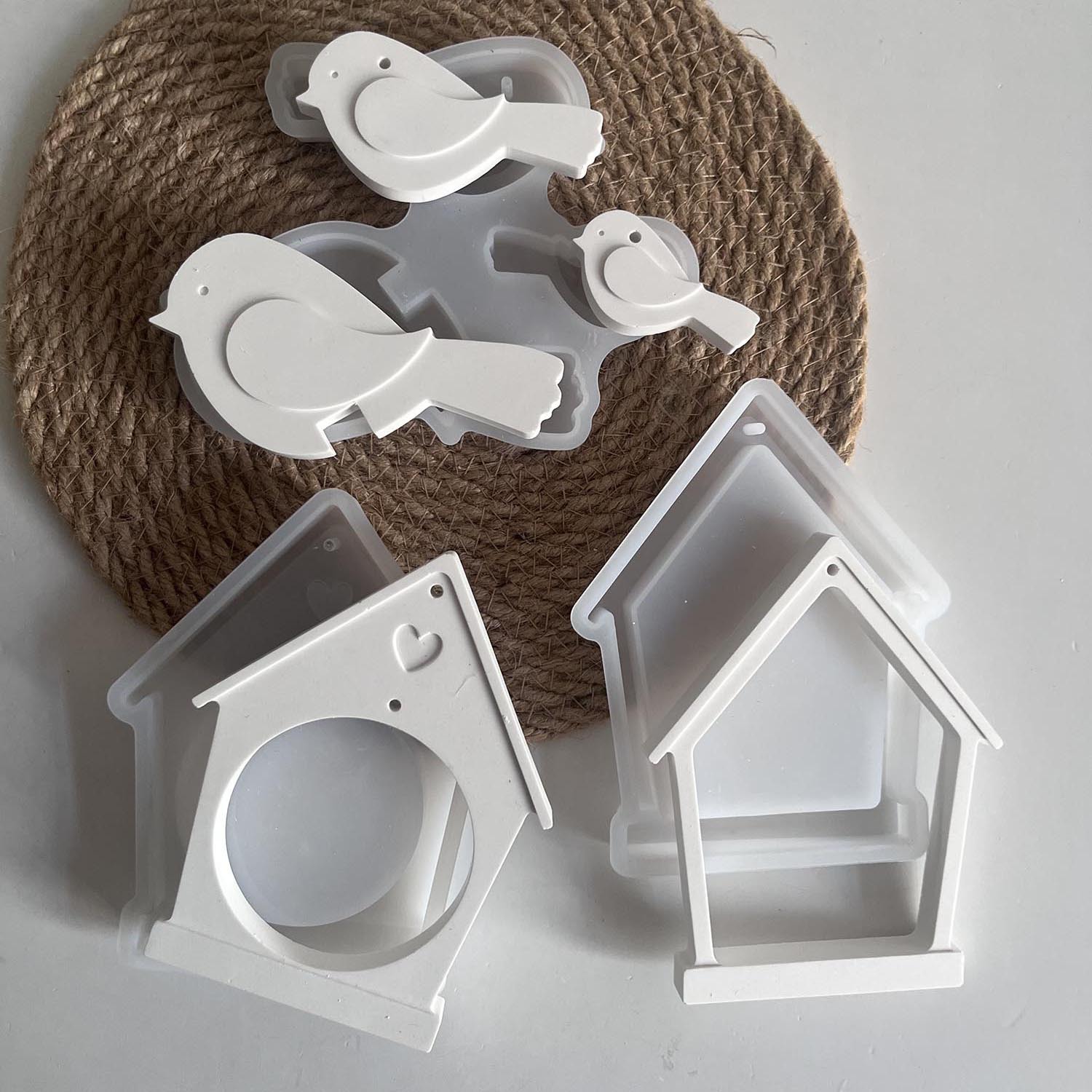 Decoratieve hanger met huisvogel, gemaakt van siliconen, mal voor lentevogel, gipsen ornament.