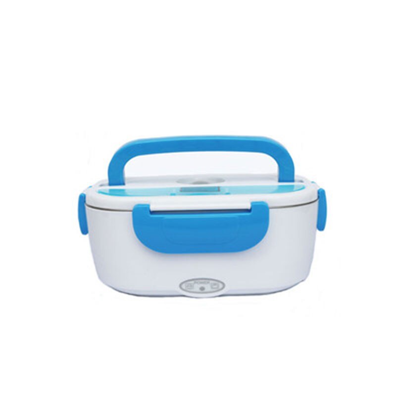 Fiambrera de calefacción para coche y hogar, termostato para comida, calentador, contenedor, Mini olla para arroz, enchufe europeo y estadounidense, 12V/24V, 110V y 220V: Blue / 220V