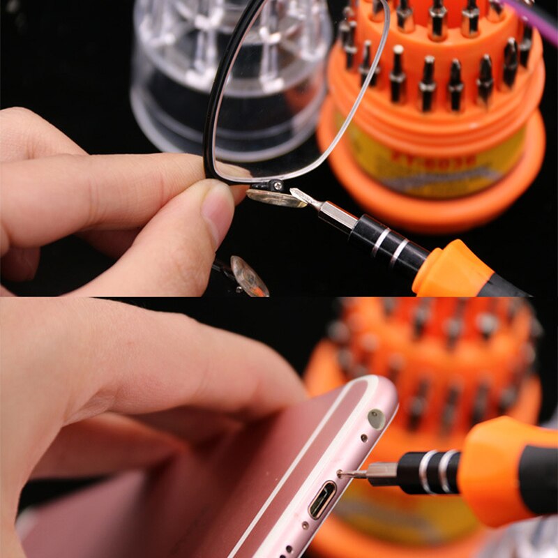 1 handle 30 blades Hand Tool Set General Household Hand Tool Kit with Storage Case Socket Wrench Screwdriver Knife Plastic Tool