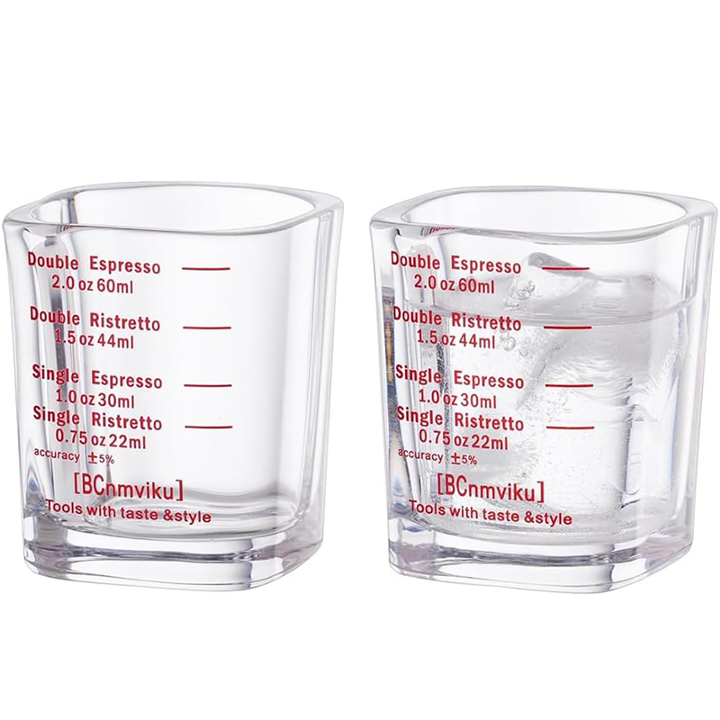 LMETJMA-vasos de chupito de 60ML, taza medidora, vaso de café expreso, vaso pesado líquido, copa de vino, taza cuadrada para Baristas, 2oz JT528