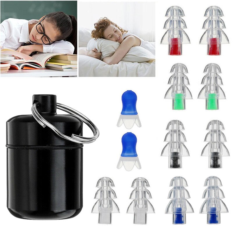 1 Pair Noise Cancelling Earplugs Hearing Protection Reusable Silicone Ear Plugs For Sleep Concerts Musician Bar Drummer