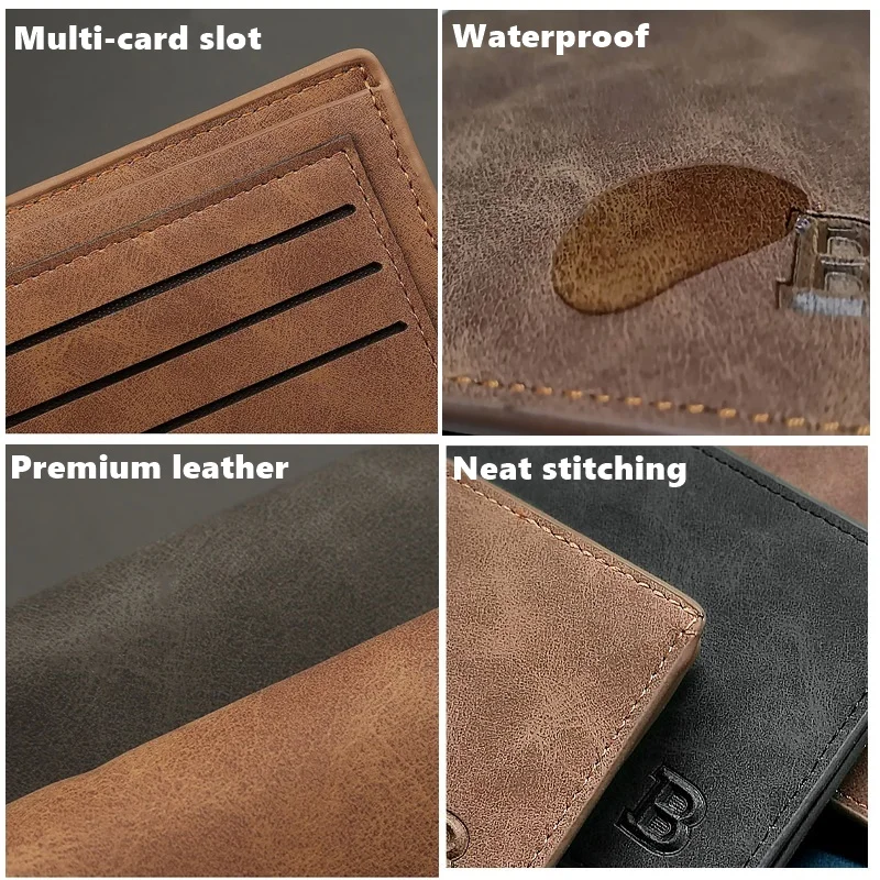 Kurze Herren-Geldbörse, modisch, leichtes Gesicht, weiches Leder, horizontal, multifunktionale Herren-Geldbörse, dünne Geldbörse mit Münztasche, Münztasche mit Reißverschluss