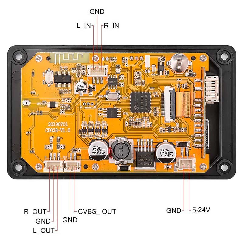 Bluetooth 5.0 lettore di decodifica MP3 2.8 pollici HD 7-24V modulo di decodifica Video multimediale AUx USB TF Card amplificatori audio fai-da-te