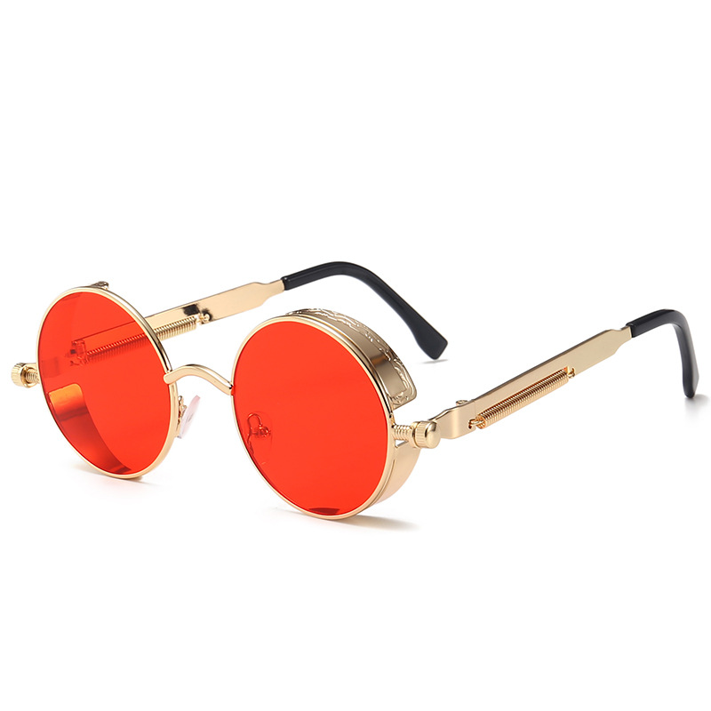 Metal Steam Punk Sunglasses Men Women Round Mirror Glasses Brand Vintage Sun Glasses Retro Eyeglasses UV400: MULTI