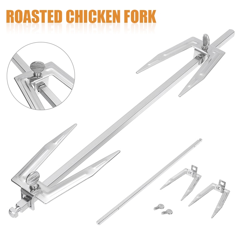 Stainless Steel Grilled Chicken Spin Fork Barbecue BBQ Roasted Chicken Forks