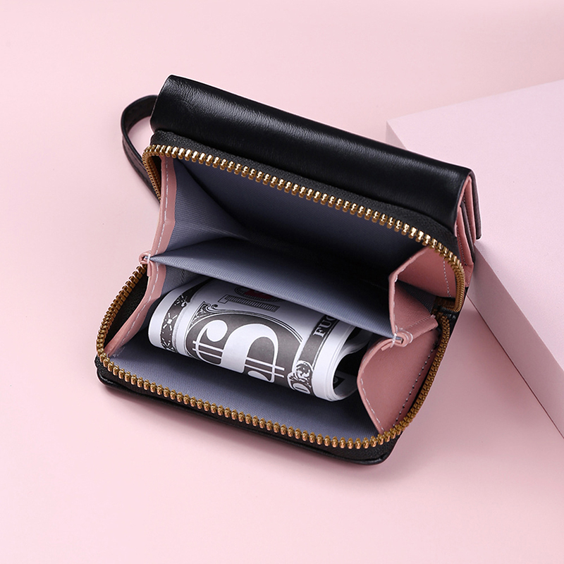 Portefeuilles Voor Vrouwen Mode Pu Lederen Geborduurde Liefde Tri-Fold Kleine Portemonnee Kawaii Schattige Kaarthouder Multi-Card Slot Muntportemonnees