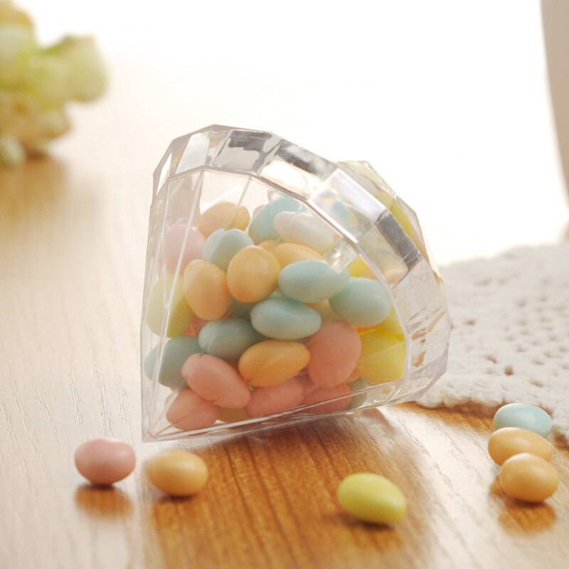 Diamond Shape Candy Box Transparent Plastic Chocolate Petals Container Box Wedding Birthday Party Durable Box