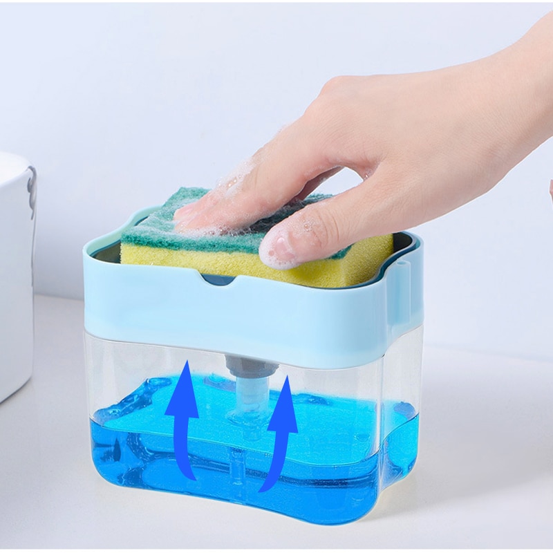 Dish Soap Dispenser Pump for Kitchen Washing Liquid Detergent Dispenser Home Sponge Holder with Sponge Kitchen Tool Supplies