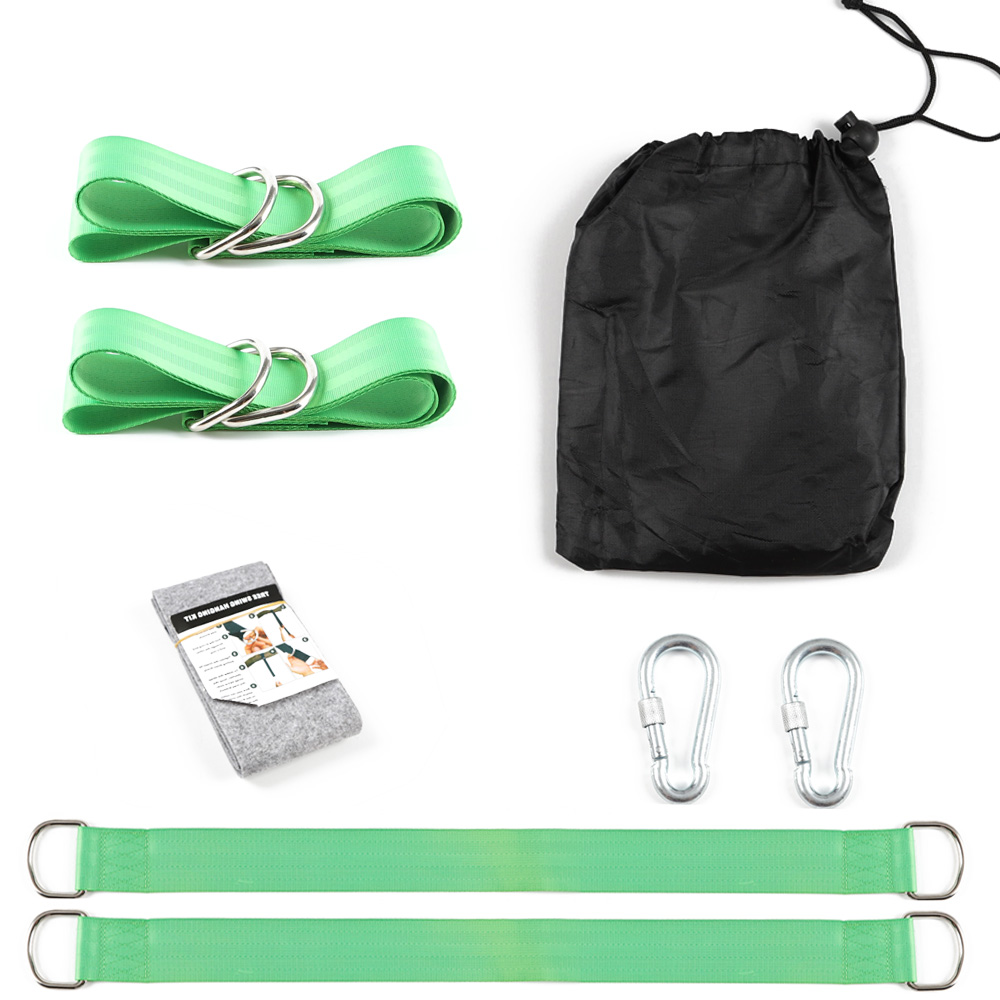 Kit de sangles de balançoire d'arbre, accessoires de camping, noir, 2 m, 2 pièces: green