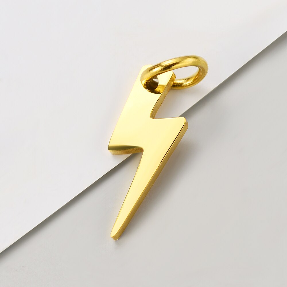 10pcs/Lot Mirror Polished Stainless Steel Lightning Charm for Making Necklace Bracelet Jewelry: Gold