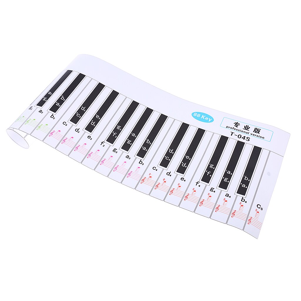 Vanntett papir anti-støv 88- tasters piano tastatur finger øvelse guide undervisningshjelp for student nybegynner barn piano tastatur