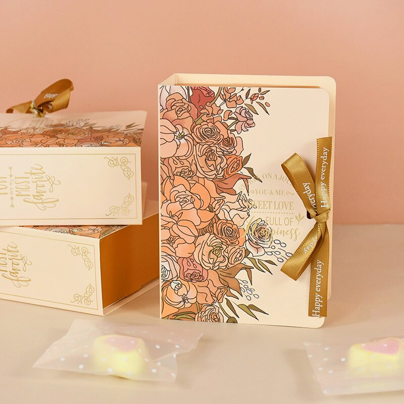 5Pcs Book Shape Candy Boxes with Ribbon Baby Shower Wedding Favors Box Home Birthday Party Decoration Supplies