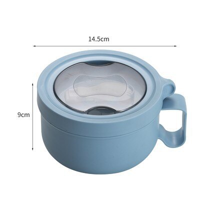 Instant Noodle Bowl Lunch Box 850ML Stainless Steel Keep Warm Insulation Tableware Students School Thermal Lunch Boxes Container: 850ml Blue