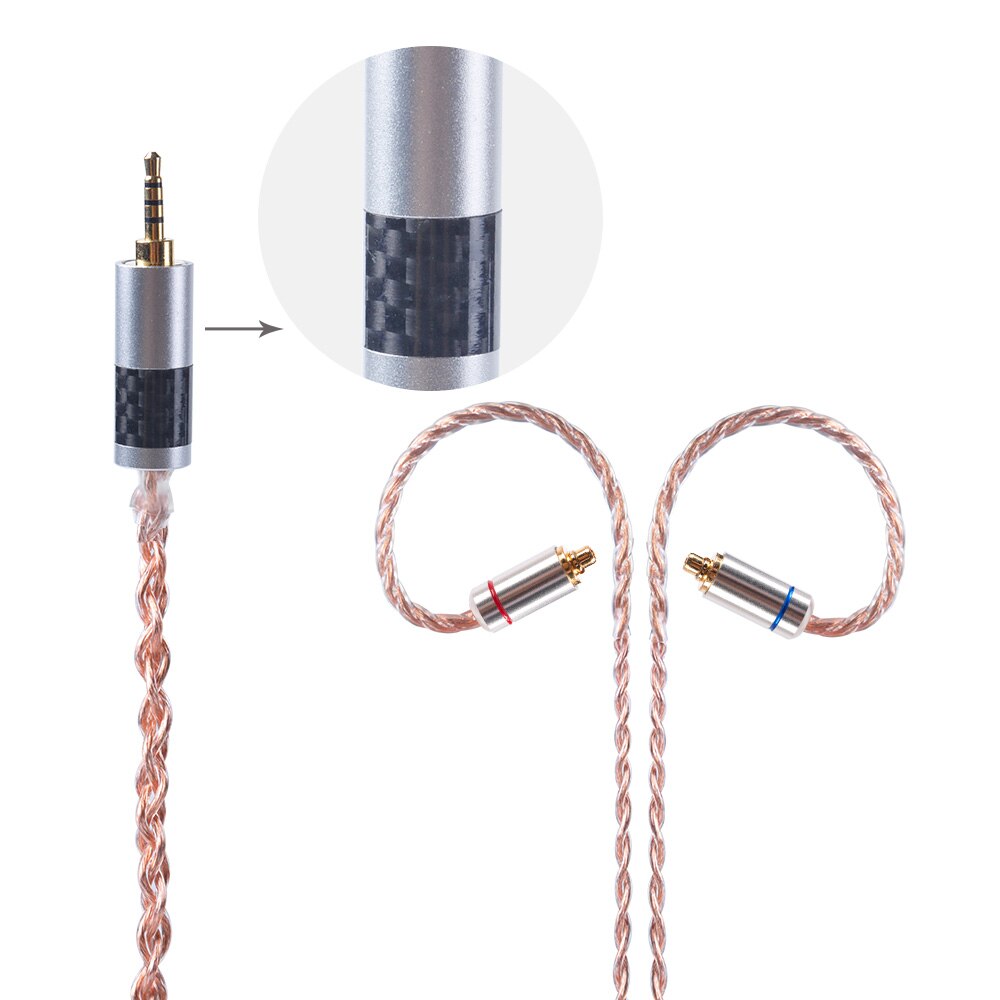 OFHC 24 AWG 6N de cobre de alta pureza Cable 2,5/3,5/4,4mm equilibrado Cable con MMCX/2PIN/QDC para BL-03 BLON ZS10 PRO ZSX C12 BA5: MMCX 2.5