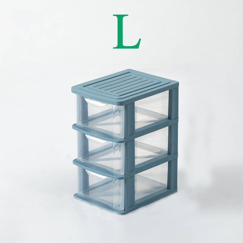 3 Layers Drawer Storage Box Desktop Cosmetic Storage Case Transparent Dustproof Jewelry Makeup Holder Home Office Organizer: Blue L