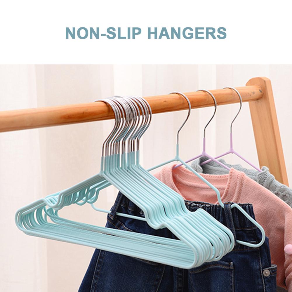 10pcs Children Adult Clothes Hanger Clothes Drying Rack Non-Slip Metal Shirt Hook Hangers Coat Hanger Clothes Accessories Rack