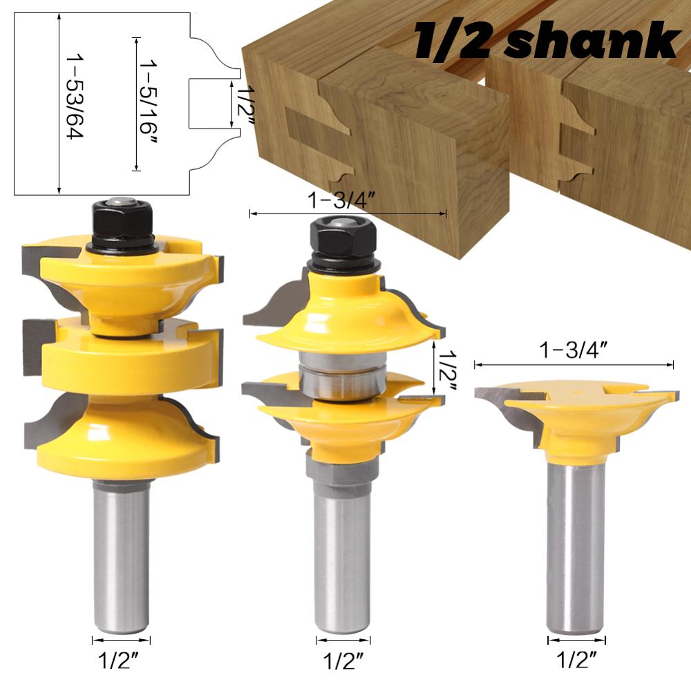 3 stk 8mm 12mm skaft 1/2 "skaftinnføringe interiør tenndørfresersett sett ogee matchet r & s fresebiter utskjæringe til tre
