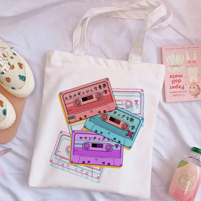 Esthetische Harajuku Herbruikbare Canvas Tas Dames Schoudertas Boodschappentas Boodschappentas Dames Handtas Handtas.: 6