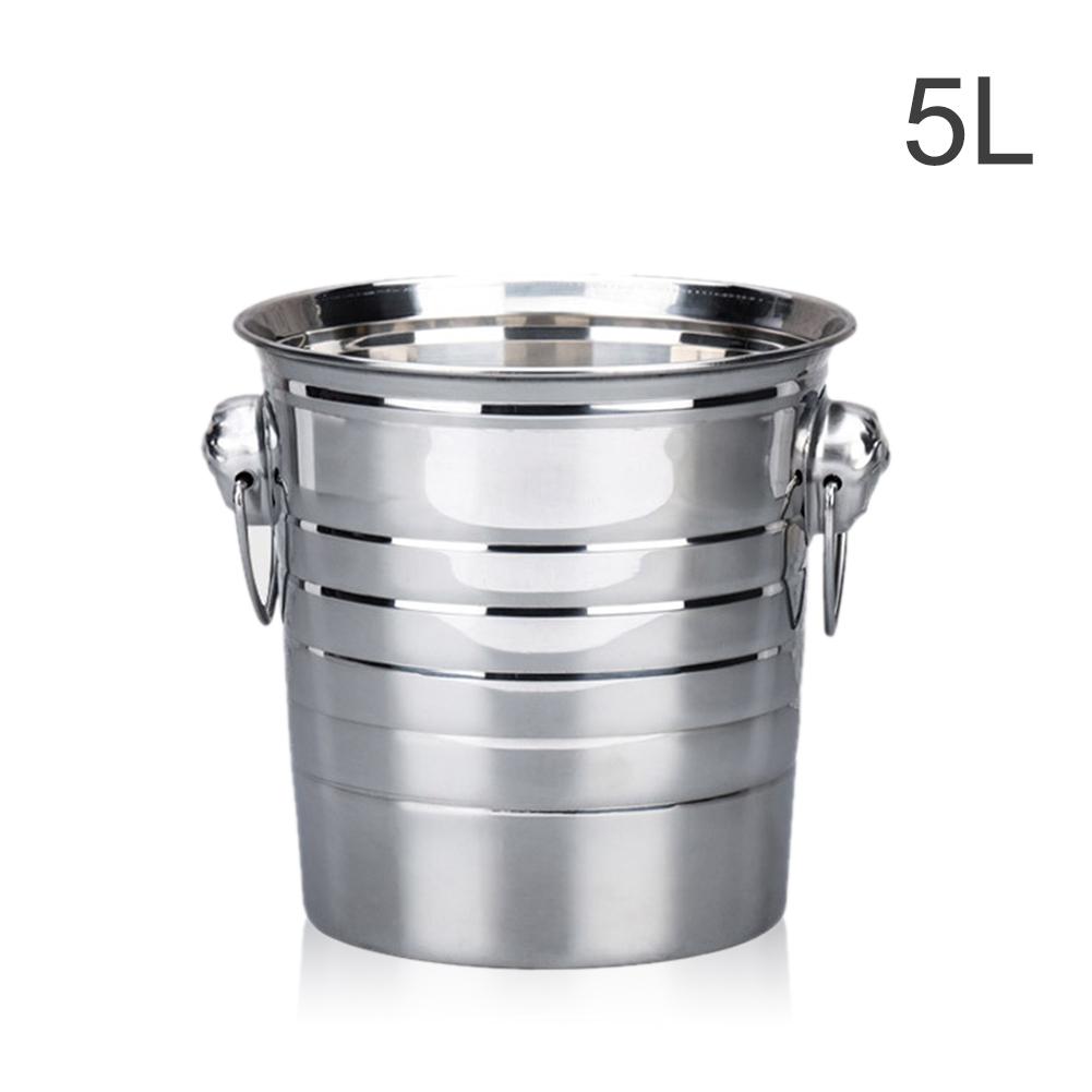 Stainless Steel Ice Bucket Thick Ice Holder Container For Bar Party Champagne Wine Barrel Silver