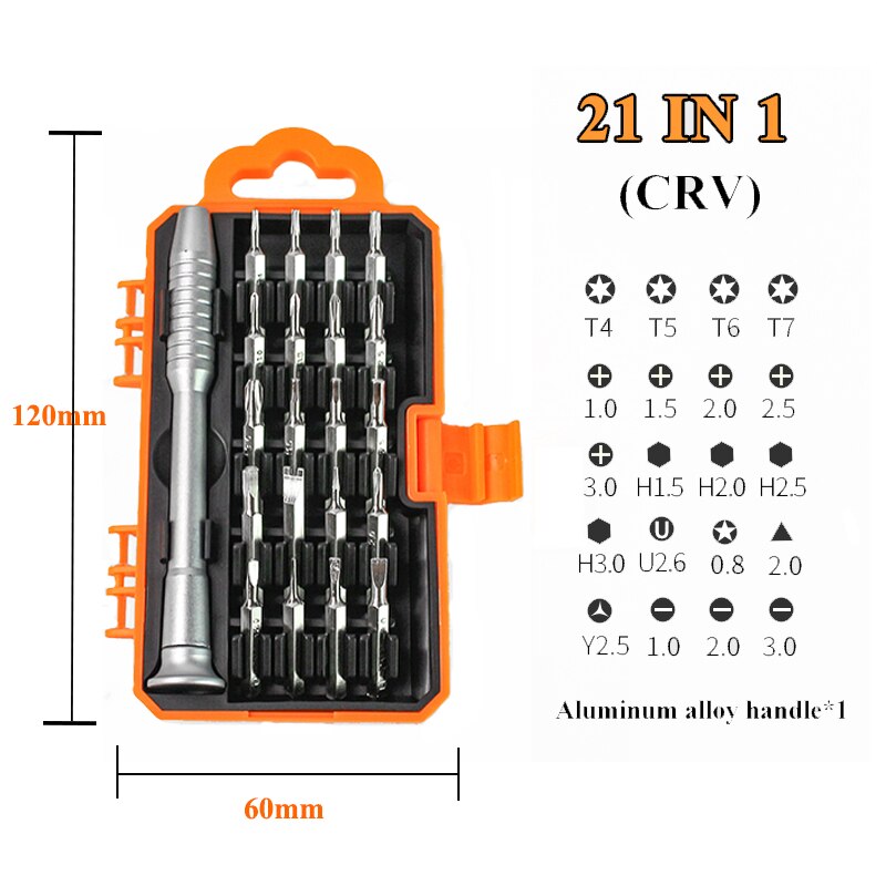 Screwdriver Set of Screw Driver Bit Set Mobile Phone Repair Device Hand Tools Multi-function Precision Torx Hex 21/31 in 1: 21 in 1 CRV A