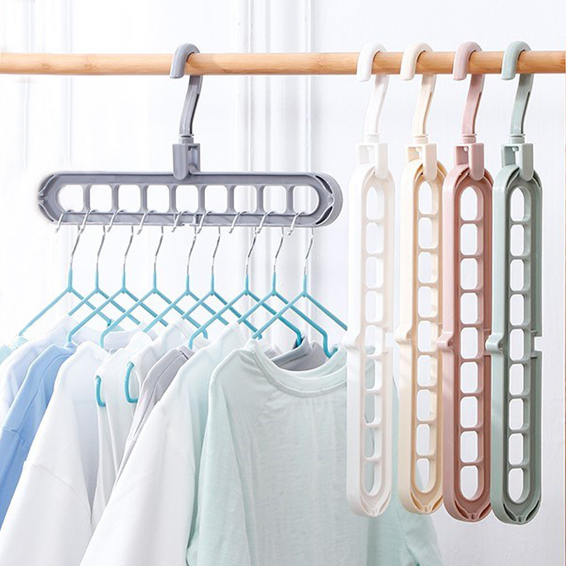 5/10Stck multifunktion Ale faltbare Wäsche ständer Schal 9 Löcher Schrank Organizer KleiderbüGel kreative Kunststoff Lagerung rotierend