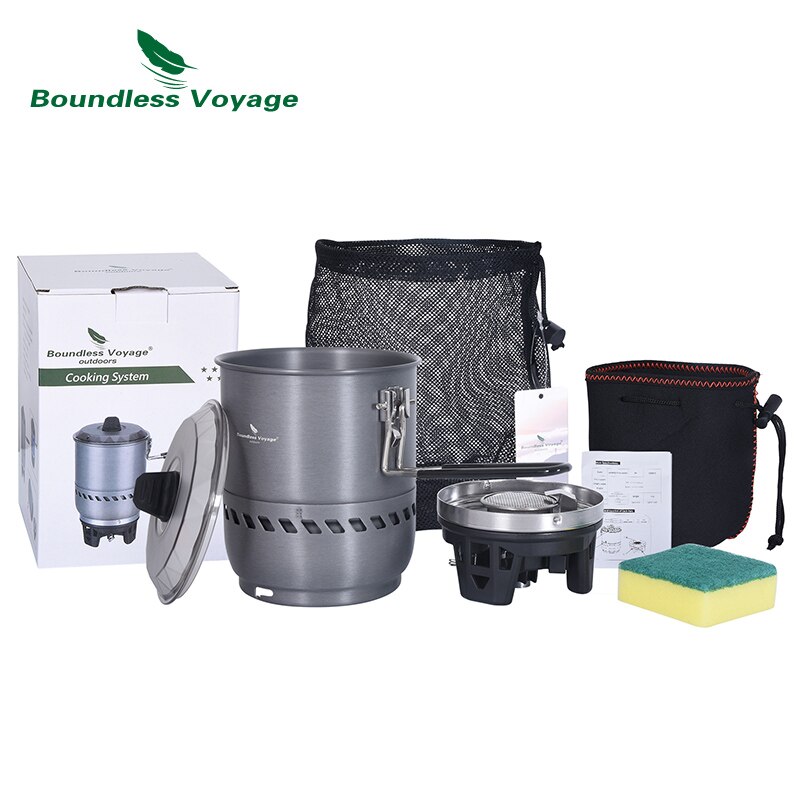 Boundless Voyage Camping Windproof Cooking System with Heat Exchanger Pot Outdoor Stove Cycling Picnic Gas Reactor Cooker BVS01