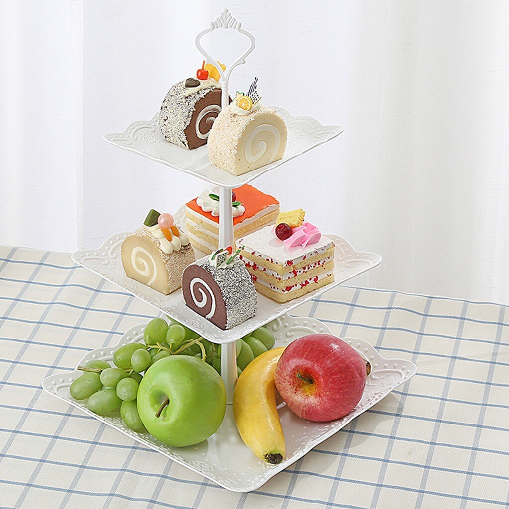 3 Tier Taart Plaat Stand Afternoon Tea Bruiloft Platen Deel Dessertbord Fruit Opbergrek Tablewaretool Houder: A