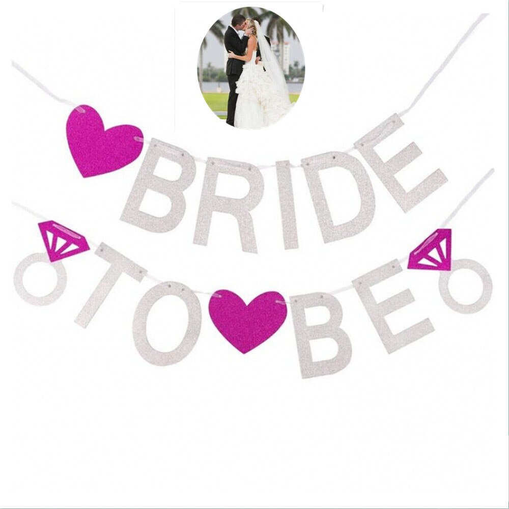 Pink Glitter Paper Banner Bride To Be Letter Flags Garland Banners Bachelorette Party Decoration DIY Wedding Accessories