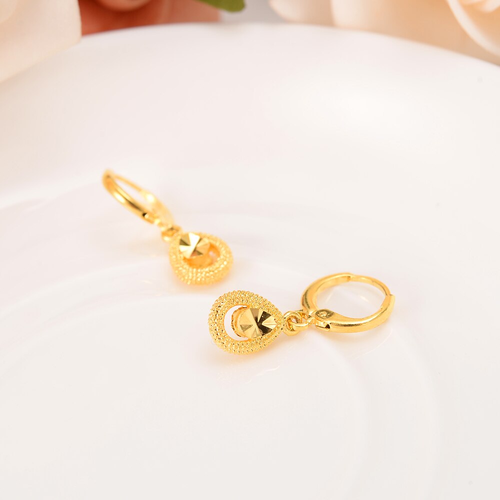 Hearts Earrings 22K 23K 24K Thai Baht Yellow Gold GP Jewelry Women