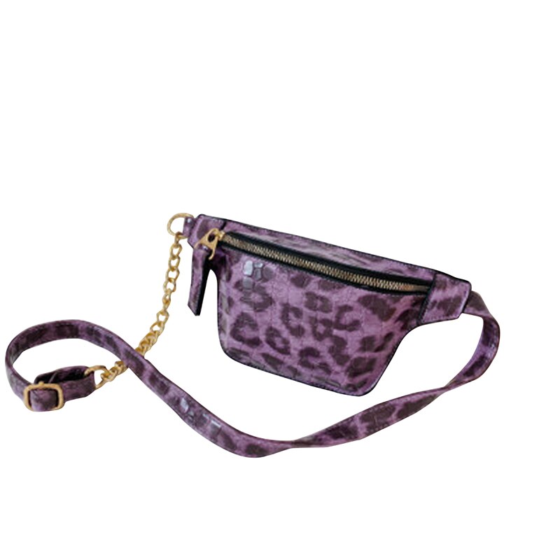 Børn leopard taljepakke børn piger drenge stilfuld krokodille mønster crossbody taske brysttaske til fest dagligt brug: Lilla