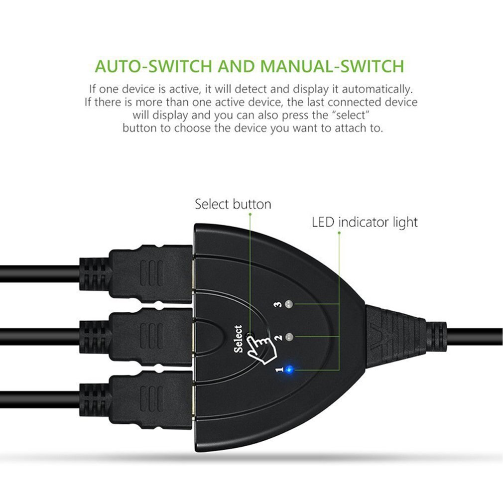 Mini 3 Port Splitter HDMI Cable Adapter 1.4b 4K * 2K 1080P Switcher HDMI Switch 3 in 1 out Port Hub for HDTV Xbox PS3 PS4