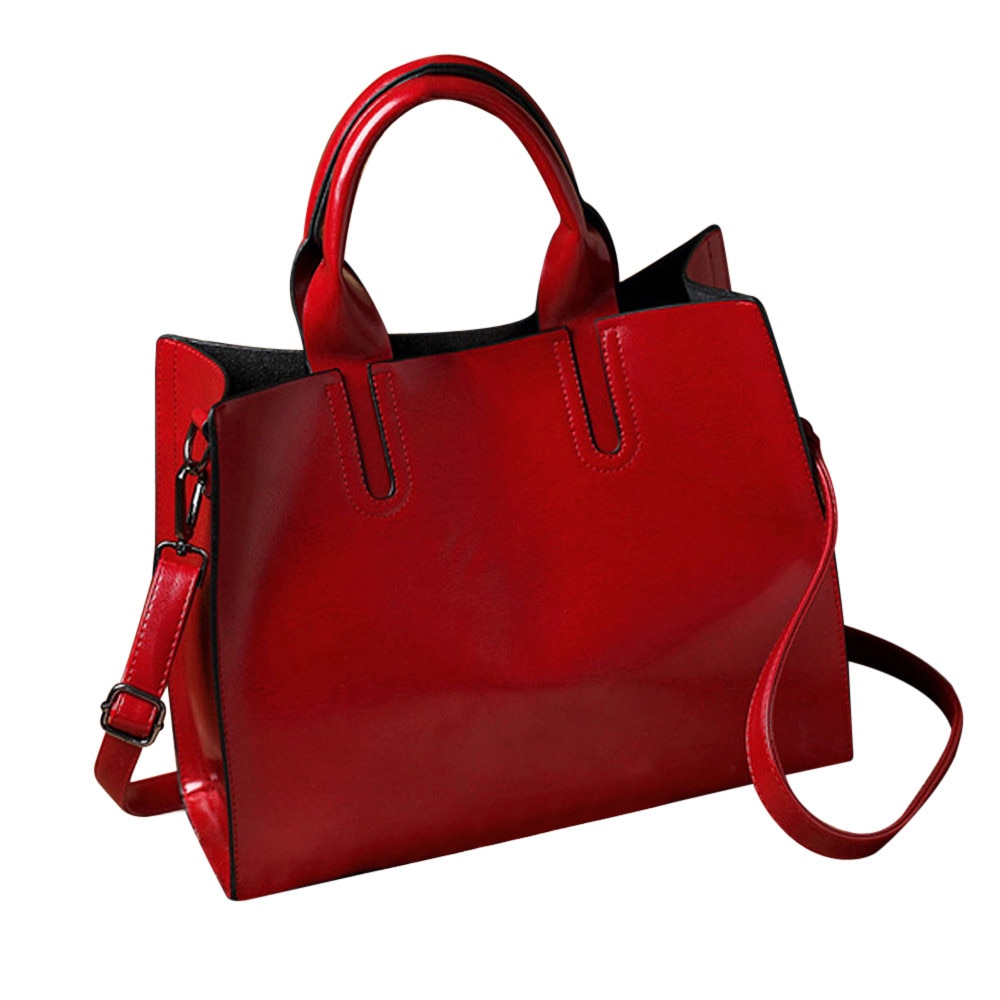 #H25 PU Leather Handbags Women Big Bag Ladies Shoulder Messenger Bag Female Bags Large Capacity Casual Totes Woman: Red 