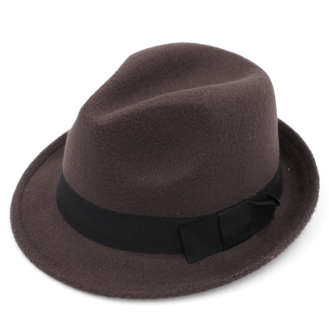 Mistdawn kids drenge børn fedora cap trilby hat uldblanding efterår vinter jazz cap størrelse 52cm: Kaffe