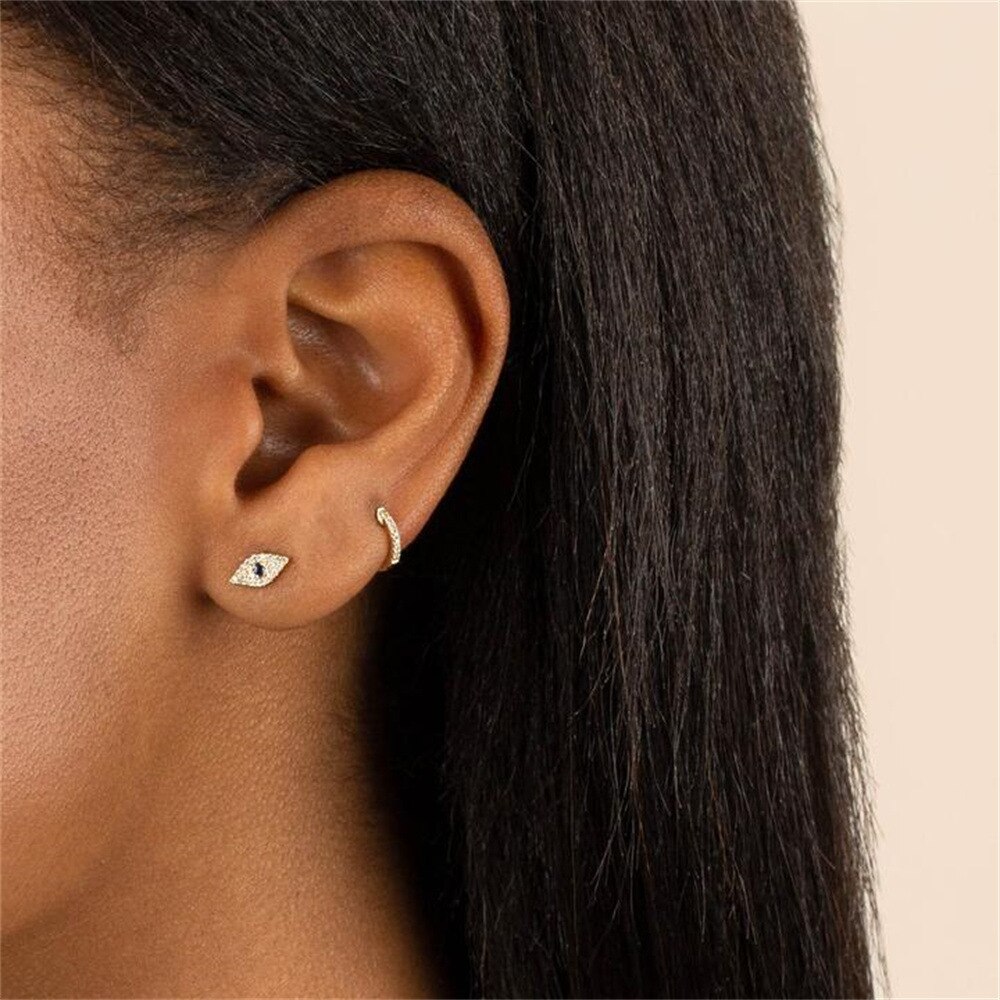 Pendientes de aro para Piercing de cartílago de oreja de acero inoxidable para mujer, aretes pequeños Huggie de mal de ojo, accesorio de joyería Punk para , 1 ud.