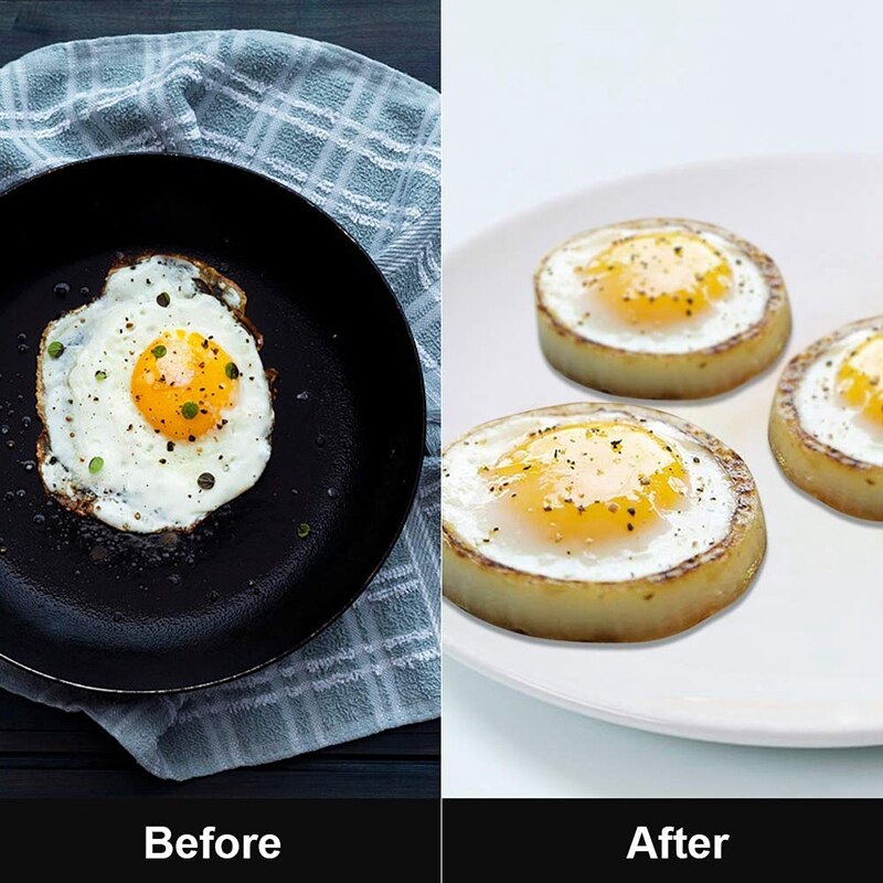 Anillo de huevo, molde de tortilla de acero inoxidable, molde de anillo de tortitas antiadherente para freír huevos, círculos de huevo para plancha (2 tamaños, paquete de 4)