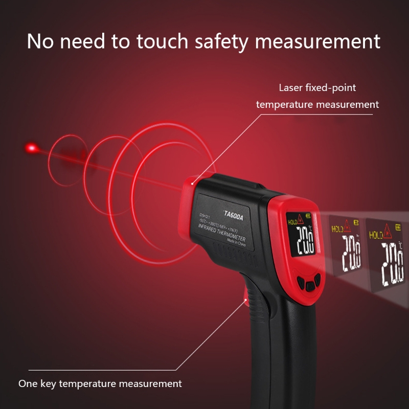 Digitale Infrarood Thermometer Contactloze Temperatuur Meter Pirometer Imager Hygrometer Voor Fabriek Product Kleur Lcd Licht Alarm