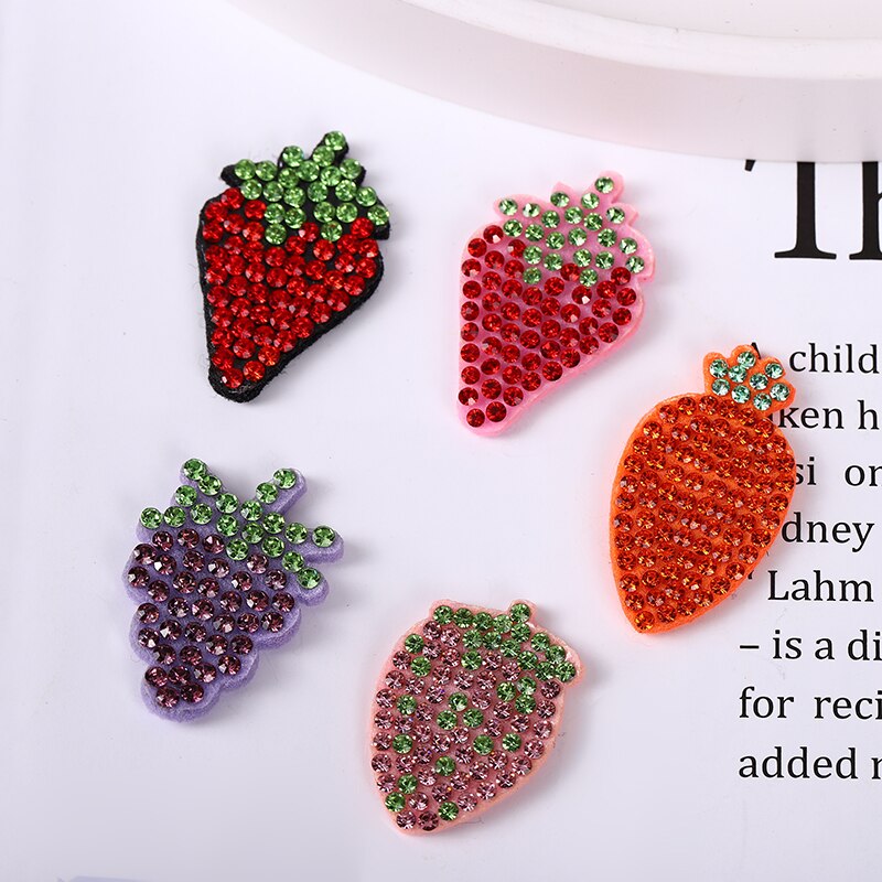 10Pcs Cute Fruit Cartoon Patch Rhinestone Applique Patch Voor Kleding Diy Patches Hoofddeksels Craft